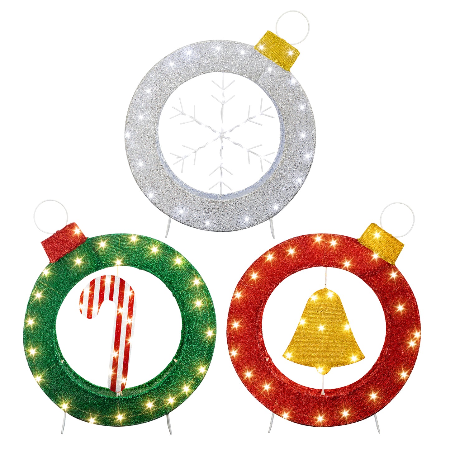 AWQM Christmas metal ring decoration three-piece set