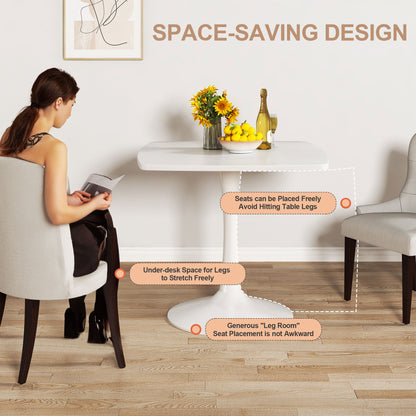 AWQM 31.5" Square Dining Table, Mid-Century Modern Square Pedestal Table for 2-4 Person, 0.71" Desktop Thickness & Metal Base, Small Kitchen Table Tulip Table Easy Assembled Save Space Leisure Coffee Breakfast Table ( 31.5" L X 31.5" W X 29" H )