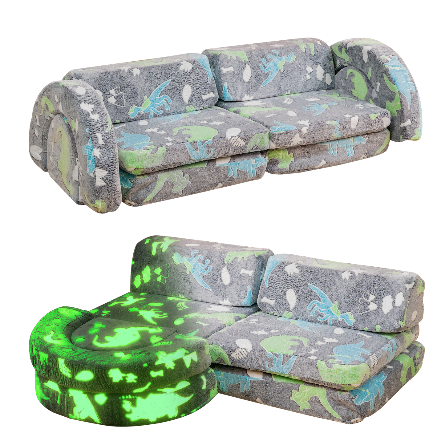 AWQM Modular Kids Play Sofa, Glow-in-the-Dark Nugget Sofa, 28D Sponge Kids Sofa