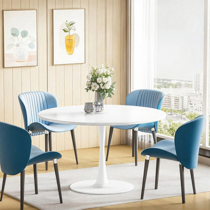 AWQM 39" Round Dining Table – Modern MDF Top with Metal Pedestal Base, Tulip Style Table for 4-6 People