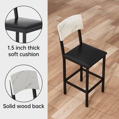 AWQM 5 Piece Dining Table Set, Dining Table Set for 4, Marble Table and 4 Upholstered Leather Chairs, Compact Dining Table Set for Small Spaces, Apartments, Kitchens, Dining Rooms. White