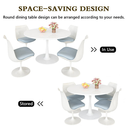 AWQM 39" Round Dining Table – Modern MDF Top with Metal Pedestal Base, Tulip Style Table for 4-6 People