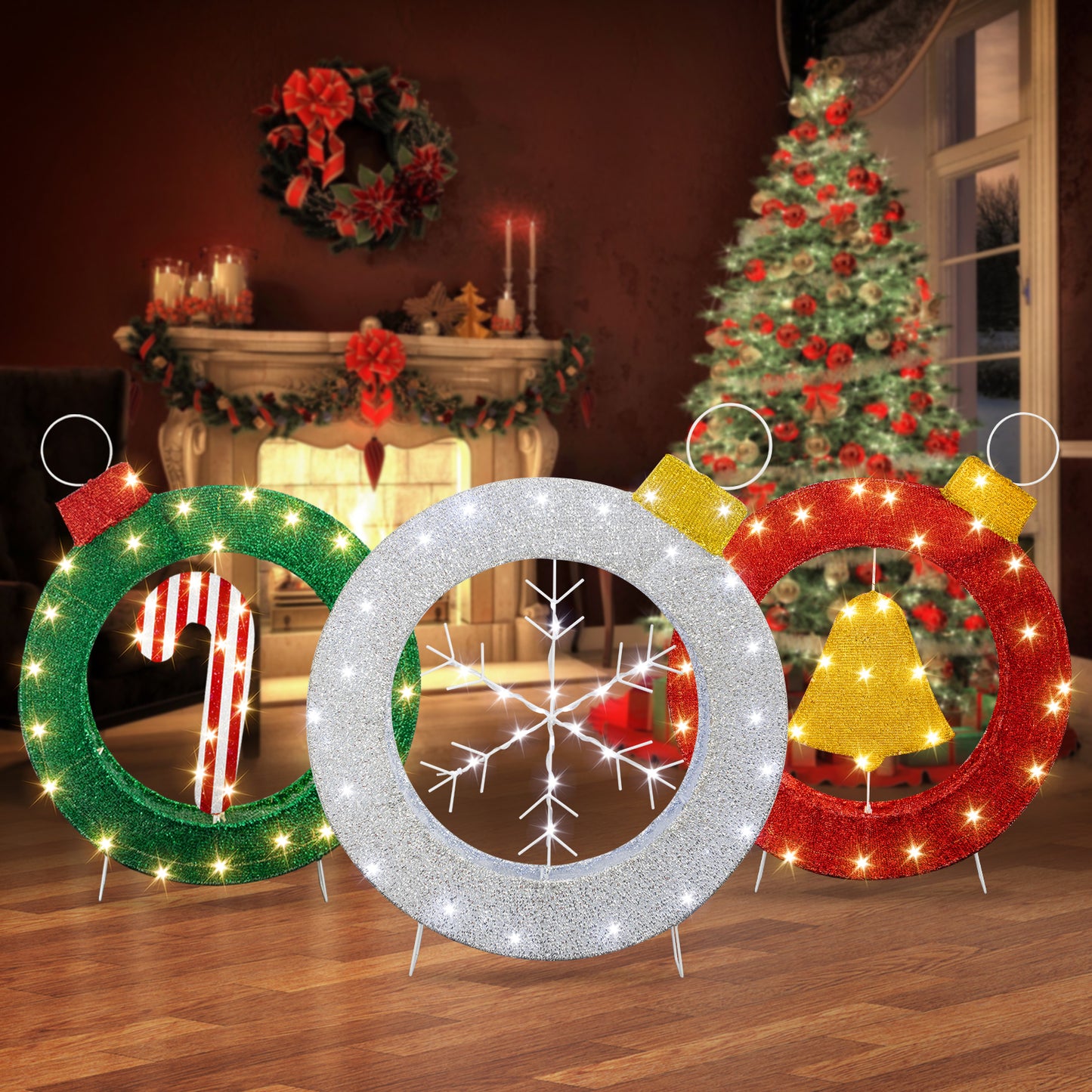 AWQM Christmas metal ring decoration three-piece set