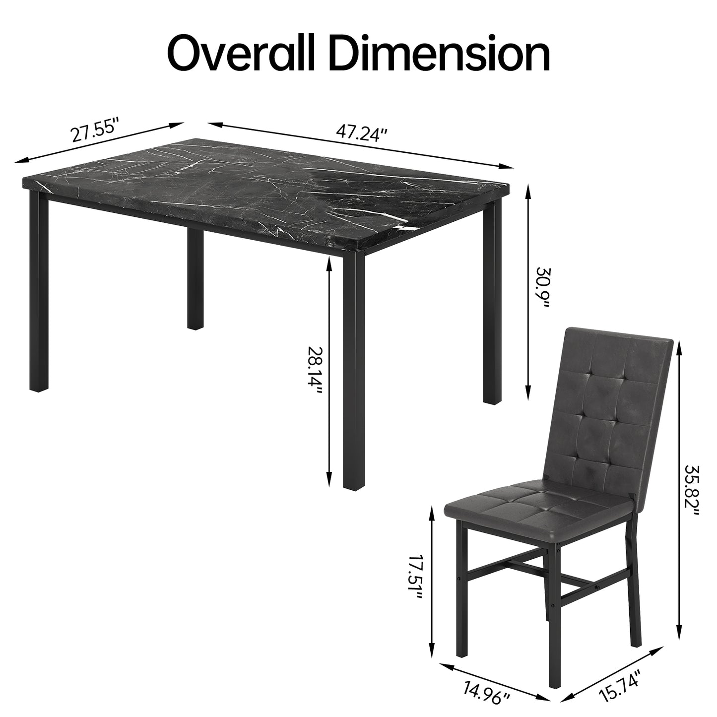 AWQM Dining Table Set for 4,Faux Marble Kitchen Table and Chairs Set of 4, Modern Dining Room Set for 4,Dinner Table Set with Velvet Chairs, Dining Set for Small Spaces