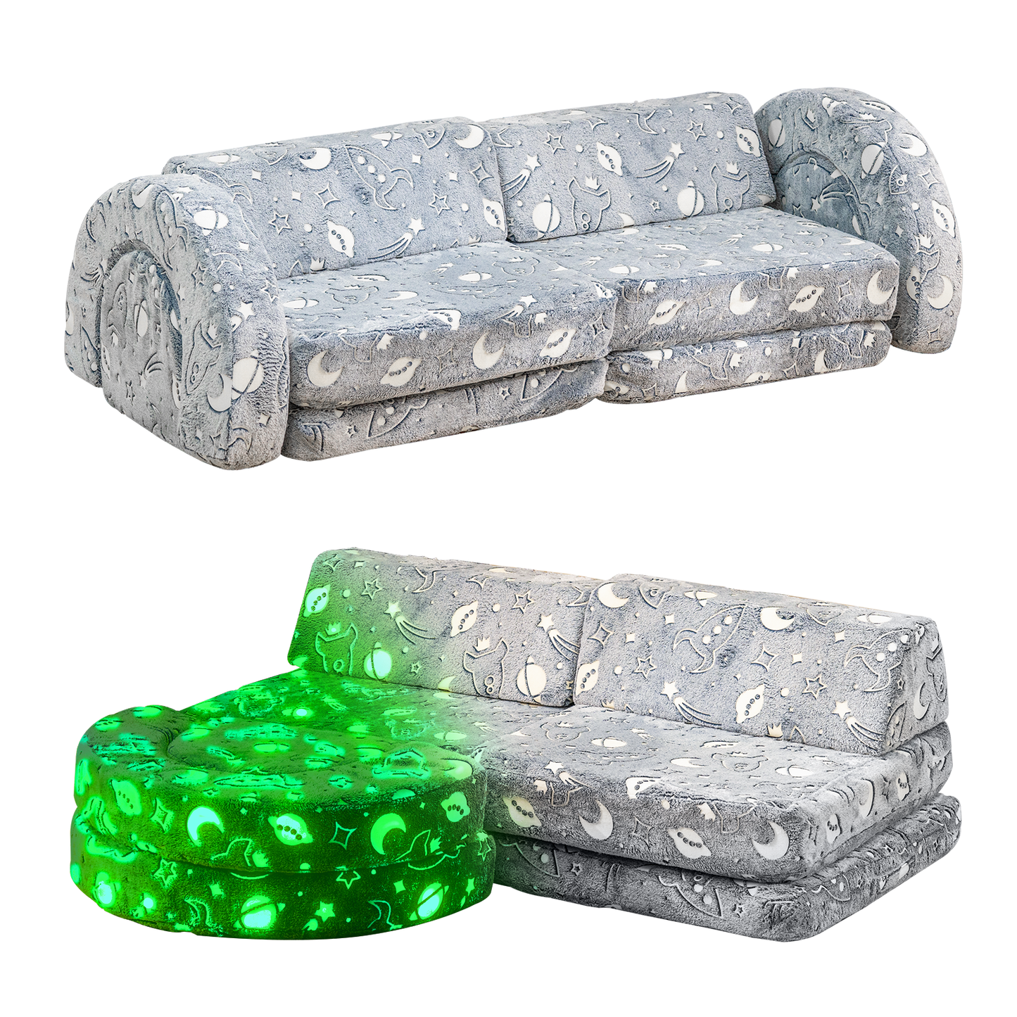 AWQM Modular Kids Play Sofa, Glow-in-the-Dark Nugget Sofa, 28D Sponge Kids Sofa