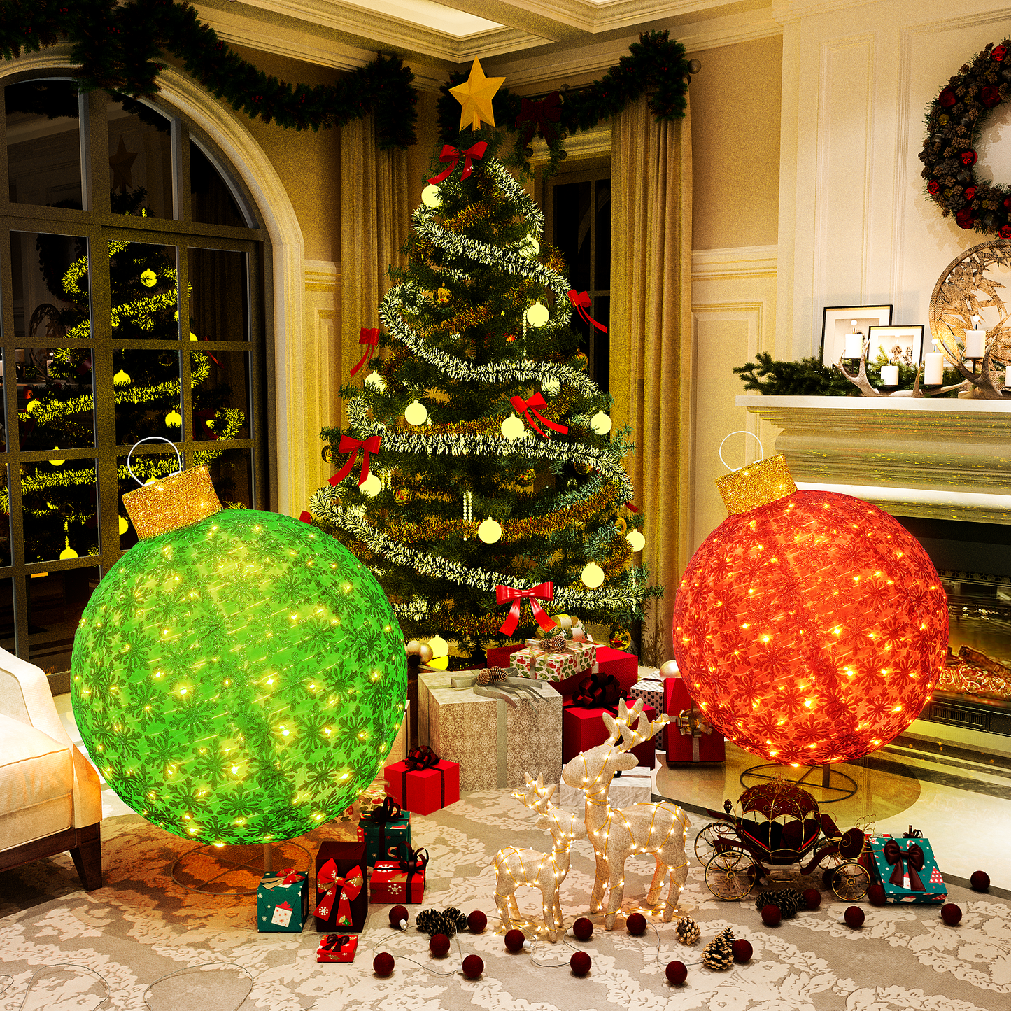 AWQM 2 Light Up Pop Up Retractable Christmas Decorations