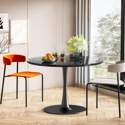 AWQM 39" Round Dining Table – Modern MDF Top with Metal Pedestal Base, Tulip Style Table for 4-6 People