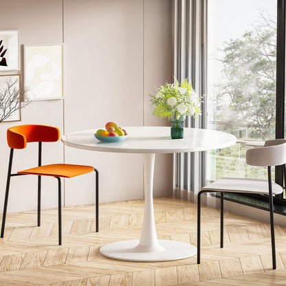 AWQM 39" Round Dining Table – Modern MDF Top with Metal Pedestal Base, Tulip Style Table for 4-6 People