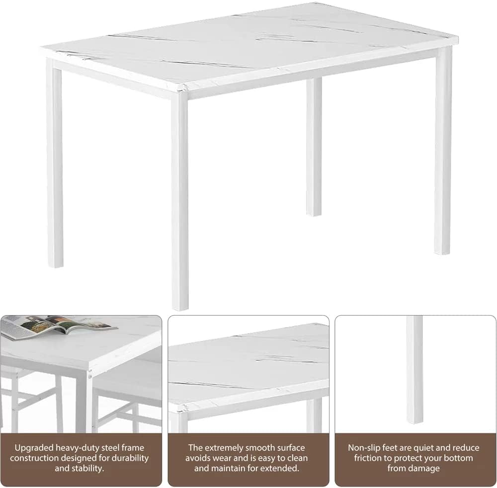 AWQM Modern Kitchen Marble Dining Table Set for 4