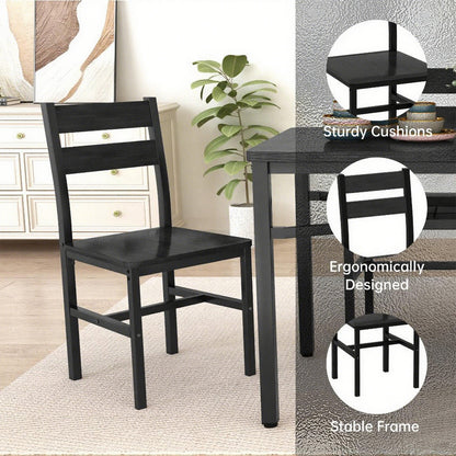 AWQM 5-Piece Dining Set with Storage Chairs, Wood Table and Chairs for 4, Ideal for Apartments, Breakfast Nooks, Small Kitchens, Black