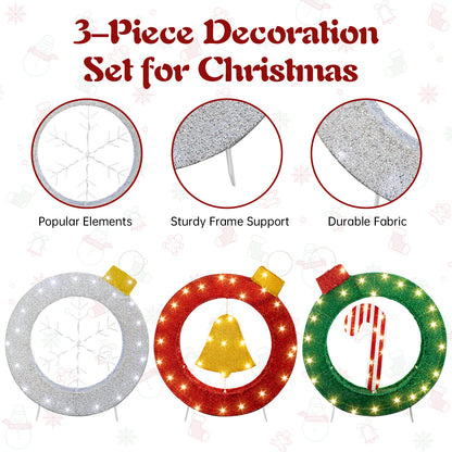 AWQM Christmas metal ring decoration three-piece set