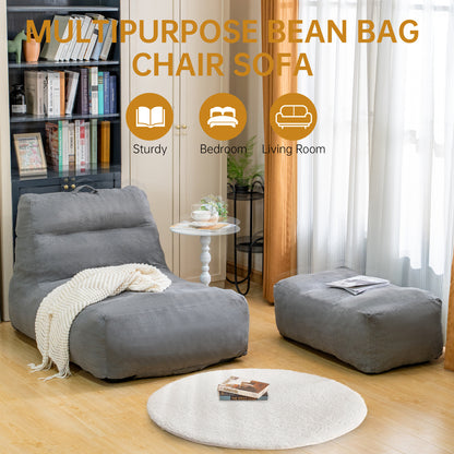 AWQM Oversized Bean Bag Adult Sofa Chair with Ottoman