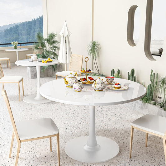 AWQM 39" Round Dining Table – Modern MDF Top with Metal Pedestal Base, Tulip Style Table for 4-6 People