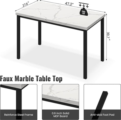 AWQM Modern Kitchen Marble Dining Table Set for 4