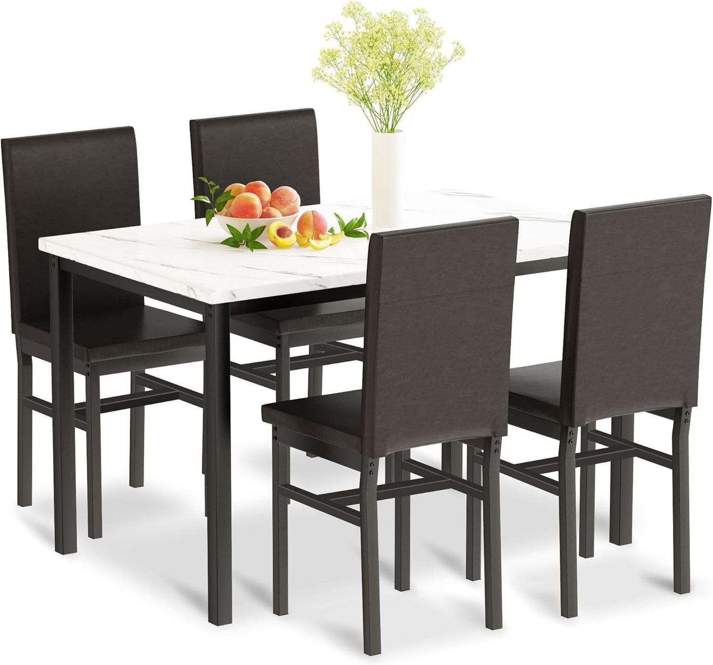 AWQM Modern Kitchen Marble Dining Table Set for 4