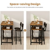 AWQM Bar Table and Chairs Set with Backrest for 2, Kitchen Counter Height Table Set with 4 Storage Shelves, Modern Pub Table with 2 PU Upholstered Stools for Kitchen, Dining Room, Rustic Brown+Black