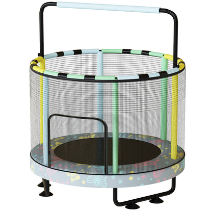 AWQM 55" 7-in-1 Round Trampoline for Kids Boys & Girls Ages 1-8, Indoor & Outdoor Trampoline for Fun, Adjustable Height Handrail ＆ Enclosed Safety Net ＆ Durable Designs for Toddlers Children