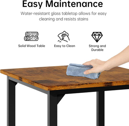 AWQM 5 Piece Dining Table Set, Dining Table Set for 4, Marble Table and 4 Upholstered Leather Chairs, Compact Dining Table Set for Small Spaces, Apartments, Kitchens, Dining Rooms. White