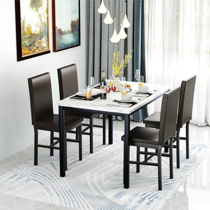 AWQM Modern Kitchen Marble Dining Table Set for 4