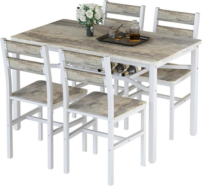 AWQM 5-Piece Dining Set with Storage Chairs, Wood Table and Chairs for 4, Ideal for Apartments, Breakfast Nooks, Small Kitchens, Black