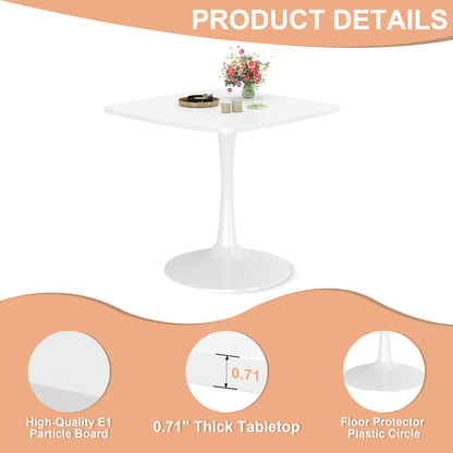 AWQM 31.5" Square Dining Table, Mid-Century Modern Square Pedestal Table for 2-4 Person, 0.71" Desktop Thickness & Metal Base, Small Kitchen Table Tulip Table Easy Assembled Save Space Leisure Coffee Breakfast Table ( 31.5" L X 31.5" W X 29" H )