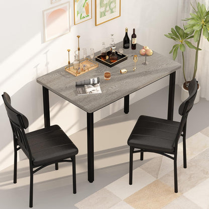 AWQM 3 Piece Dining Table Set for 2, Small Industrial Kitchen Table and 2 Chairs, Kitchen Breakfast Dining Table Set, Breakfast Table Set for Dining Room, Living Room, Apartment, Small Space