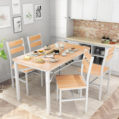 AWQM 5-Piece Dining Set with Storage Chairs, Wood Table and Chairs for 4, Ideal for Apartments, Breakfast Nooks, Small Kitchens, Black