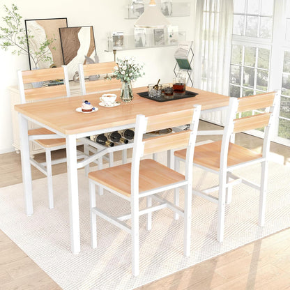 AWQM 5-Piece Dining Set with Storage Chairs, Wood Table and Chairs for 4, Ideal for Apartments, Breakfast Nooks, Small Kitchens, Black
