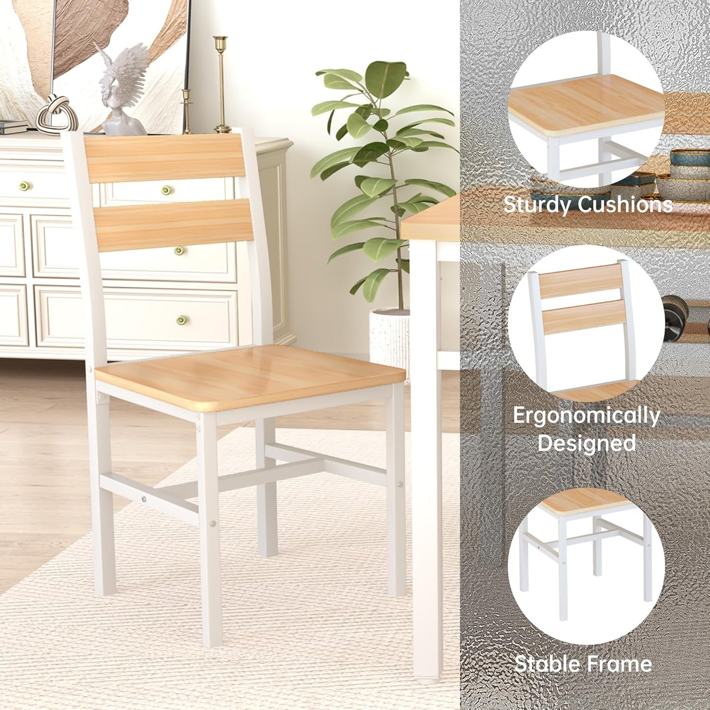 AWQM 5-Piece Dining Set with Storage Chairs, Wood Table and Chairs for 4, Ideal for Apartments, Breakfast Nooks, Small Kitchens, Black