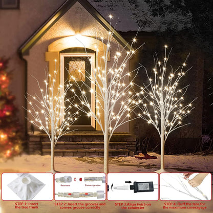 AWQM Christmas Tree, Set of 3 LED Lighted Decorative Trees - 4ft, 5ft and 6ft