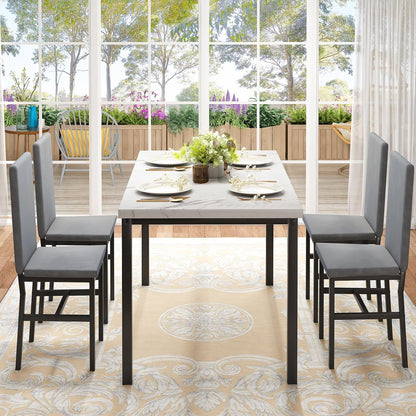 AWQM Modern Kitchen Marble Dining Table Set for 4