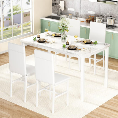 AWQM Modern Kitchen Marble Dining Table Set for 4