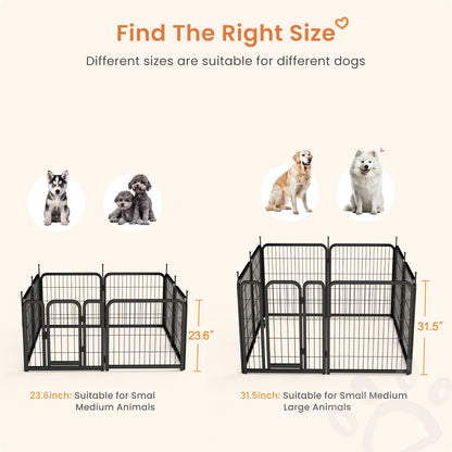 AWQM Outdoor Dog Fence, 8 Panel Dog Fence 31 Inch Small Dog Pet Fence