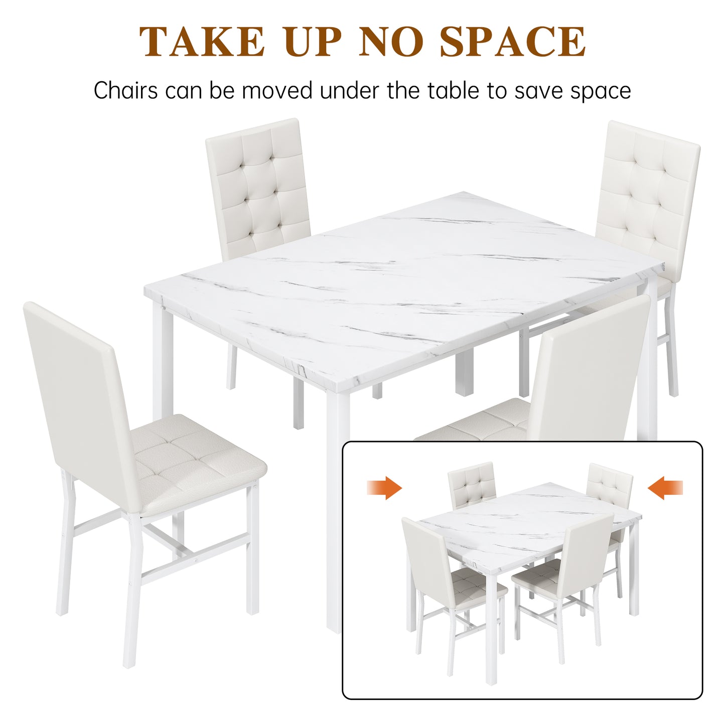 AWQM Dining Table Set for 4,Faux Marble Kitchen Table and Chairs Set of 4, Modern Dining Room Set for 4,Dinner Table Set with Velvet Chairs, Dining Set for Small Spaces