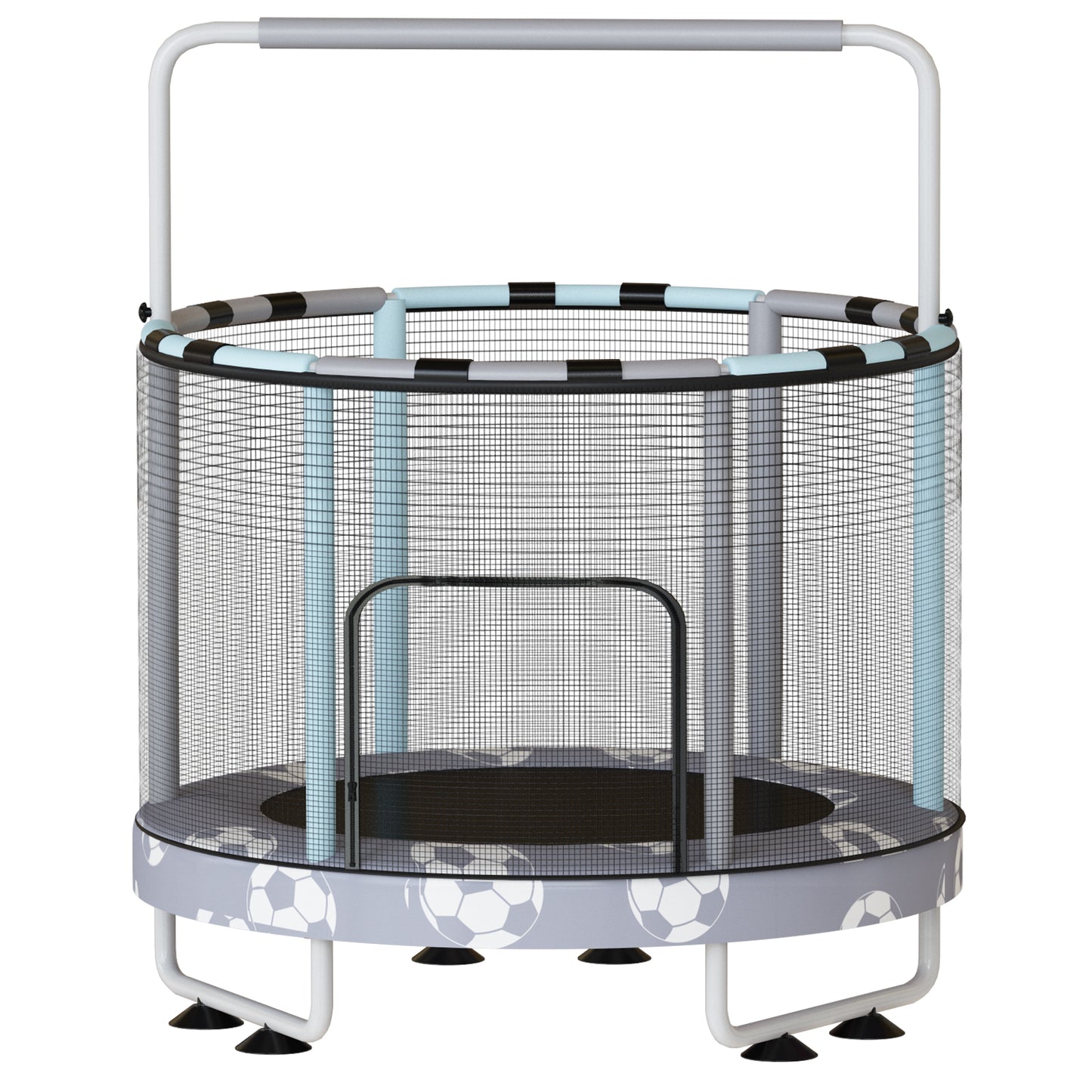 AWQM 55" 7-in-1 Round Trampoline for Kids Boys & Girls Ages 1-8, Indoor & Outdoor Trampoline for Fun, Adjustable Height Handrail ＆ Enclosed Safety Net ＆ Durable Designs for Toddlers Children