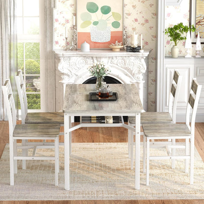 AWQM 5-Piece Dining Set with Storage Chairs, Wood Table and Chairs for 4, Ideal for Apartments, Breakfast Nooks, Small Kitchens, Black