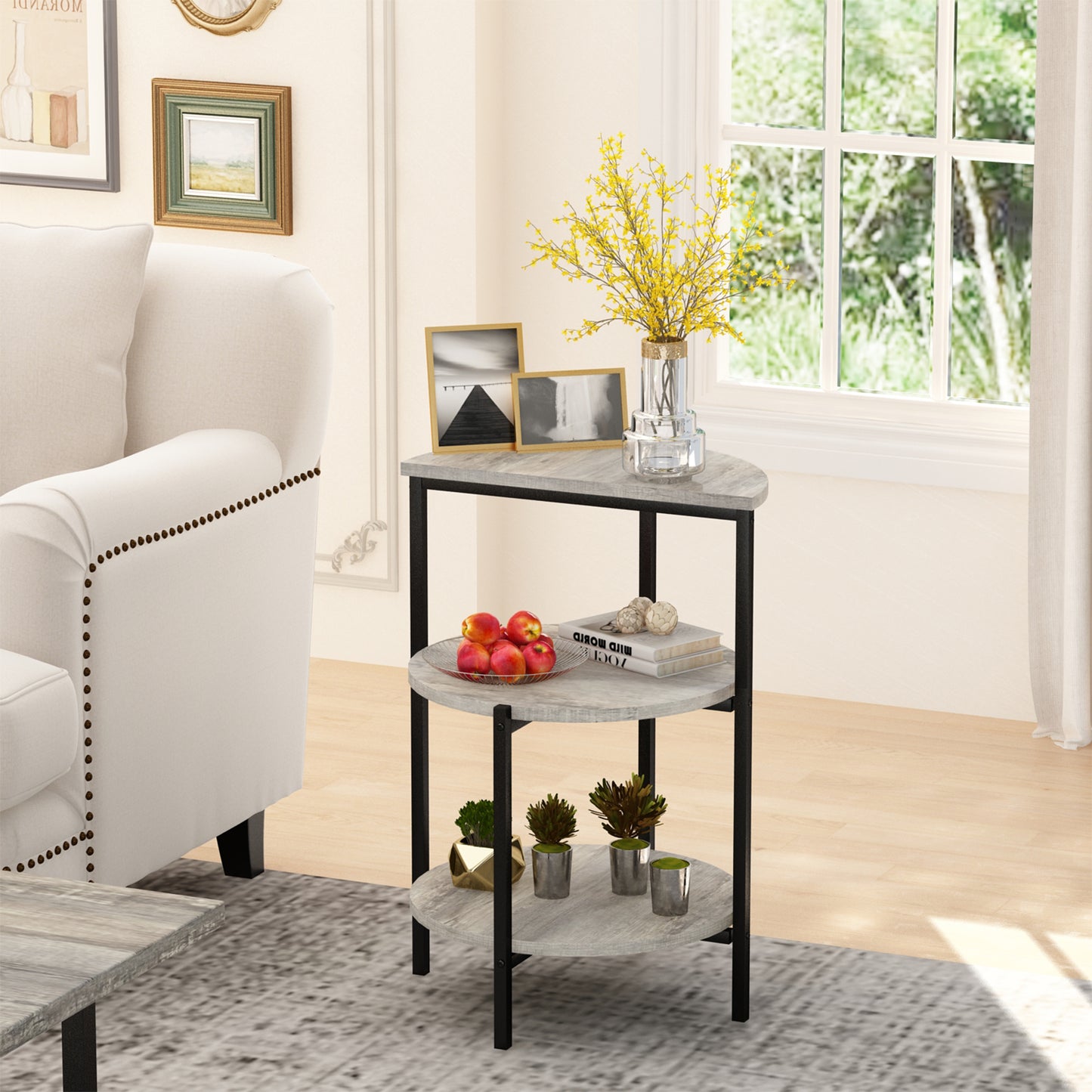 AWQM Faux Marble Table Set,Coffee Table & 2 Side Table, Faux Marble Tabletop and Metal Frame, 3 Piece Table Sets, for Living Room Apartment