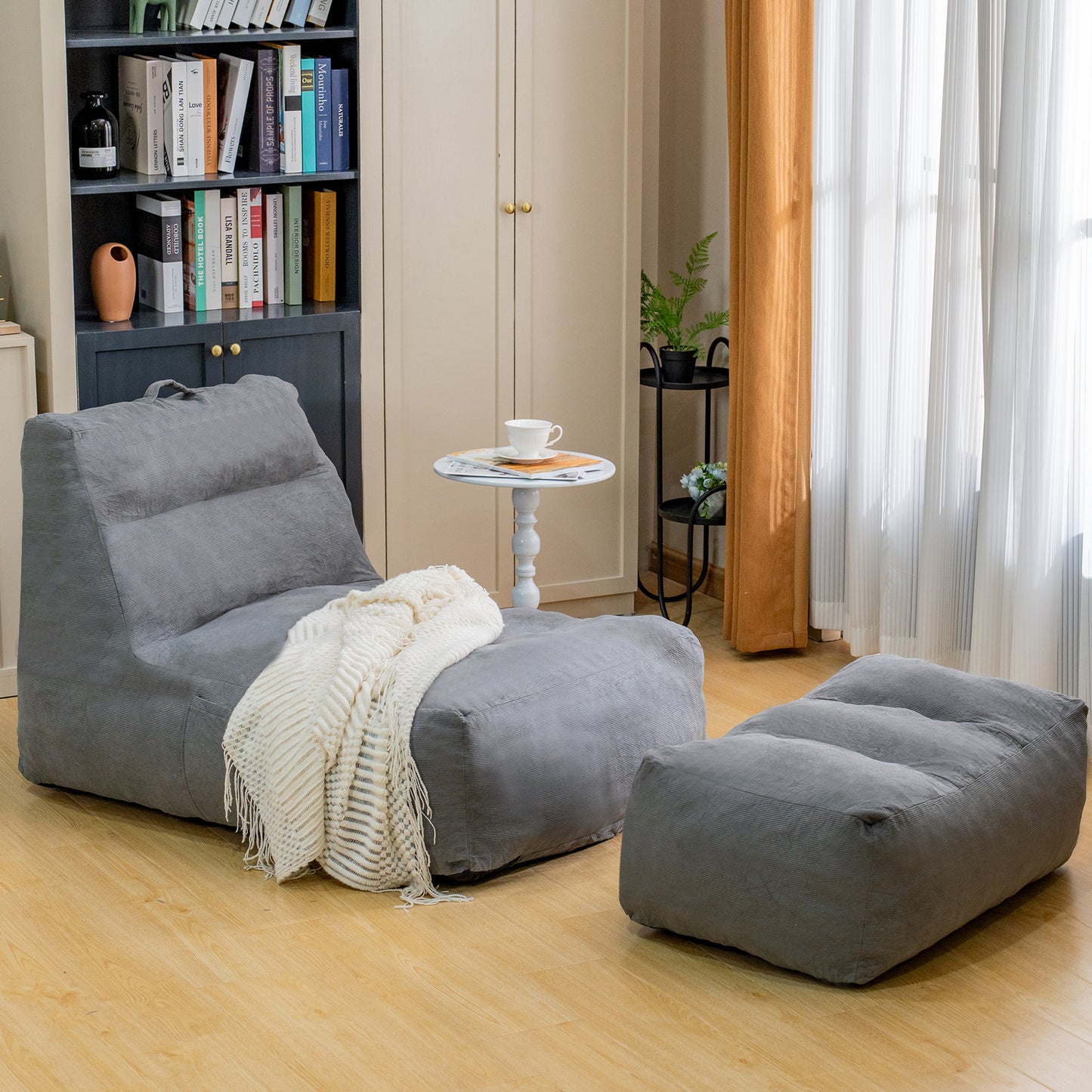 AWQM Oversized Bean Bag Adult Sofa Chair with Ottoman