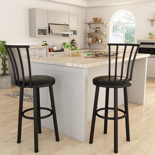 AWQM Faux Leather Upholstered Bar Stool Swivel Bar Chair for Bar Counter and Kitchen Island (Set of 2)