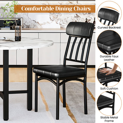 AWQM Round Dining Table Set for 4, Wood Circle Kitchen Table and Chairs Set for 4, Modern Dining Room Sets with 4 Faux Leather Chairs, Round Dinner Table for Small Space