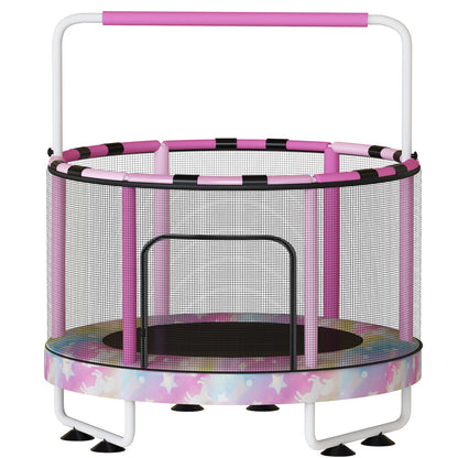 AWQM 55" 7-in-1 Round Trampoline for Kids Boys & Girls Ages 1-8, Indoor & Outdoor Trampoline for Fun, Adjustable Height Handrail ＆ Enclosed Safety Net ＆ Durable Designs for Toddlers Children