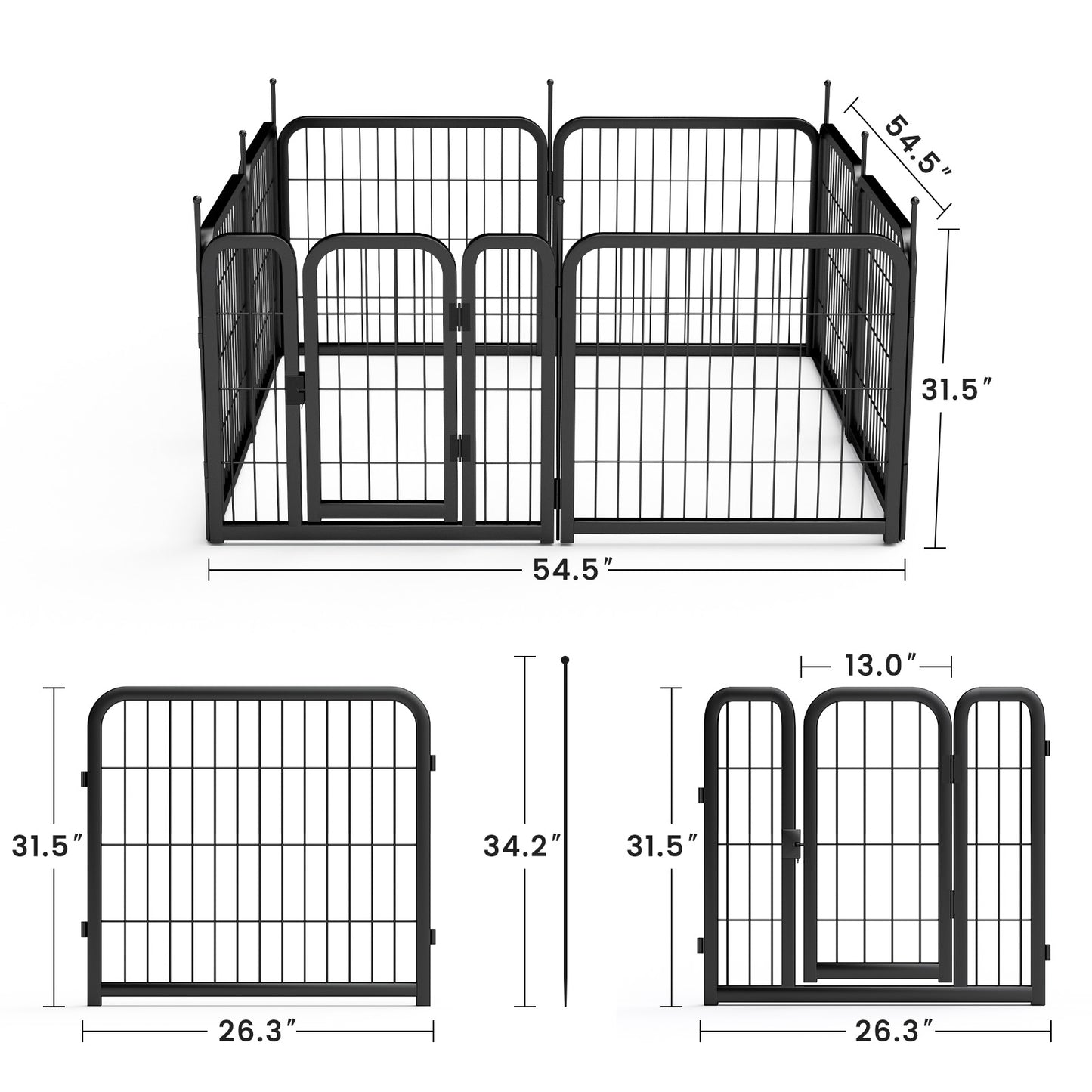 AWQM Outdoor Dog Fence, 8 Panel Dog Fence 31 Inch Small Dog Pet Fence