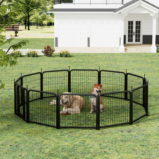 AWQM Outdoor Dog Fence, 12 Panel Dog Fence 24 Inch Small Dog Pet Fence