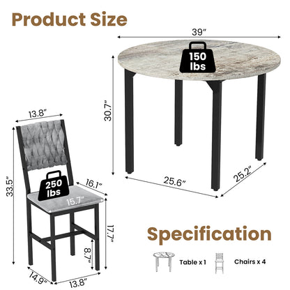 AWQM Round Dining Table Set for 4, Kitchen Dining Table Set, Round Dining Table Set for Small Space.