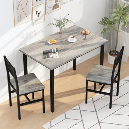 AWQM Piece Dining Table Set, Industrial Kitchen Table and 2 Chairs with Metal Frame, Dining Room Table Set, Breakfast Table Set for Small Space, Dining Room, Kitchen, Rustic Brown