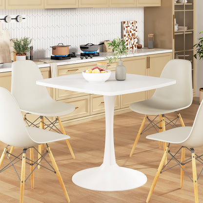 AWQM 31.5" Square Dining Table, Mid-Century Modern Square Pedestal Table for 2-4 Person, 0.71" Desktop Thickness & Metal Base, Small Kitchen Table Tulip Table Easy Assembled Save Space Leisure Coffee Breakfast Table ( 31.5" L X 31.5" W X 29" H )