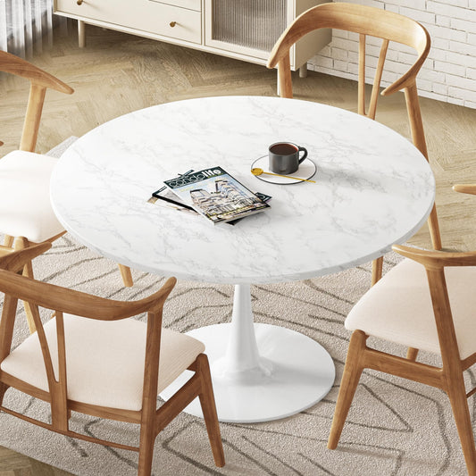 AWQM Modern Marble Round Dining Table for 4-6 People