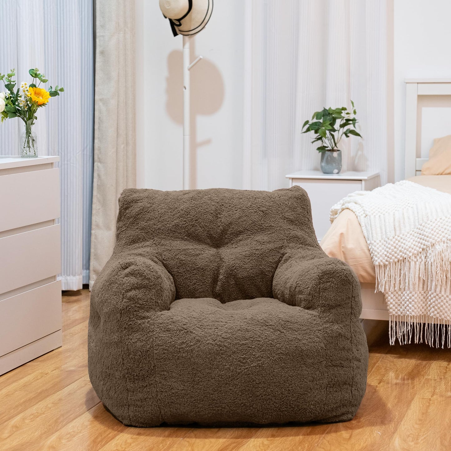 AWQM Bean Bag Chair, Tufted Soft Padded Bean Bag Chair, Lazy Susans