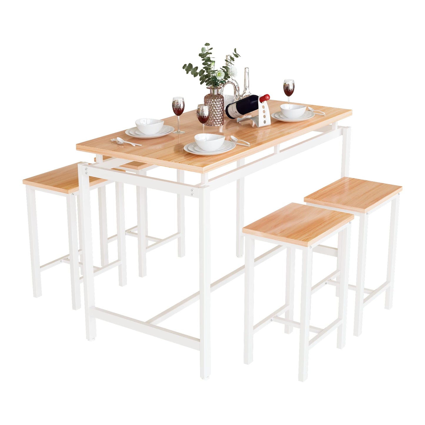 AWQM Industrial Wooden Kitchenette Dining Table 4 People Dining Table