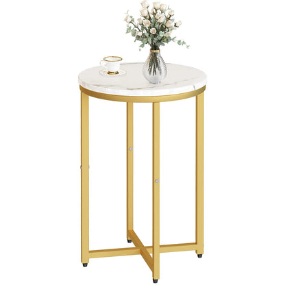 AWQM marble modern side table with gold rim small coffee table round table